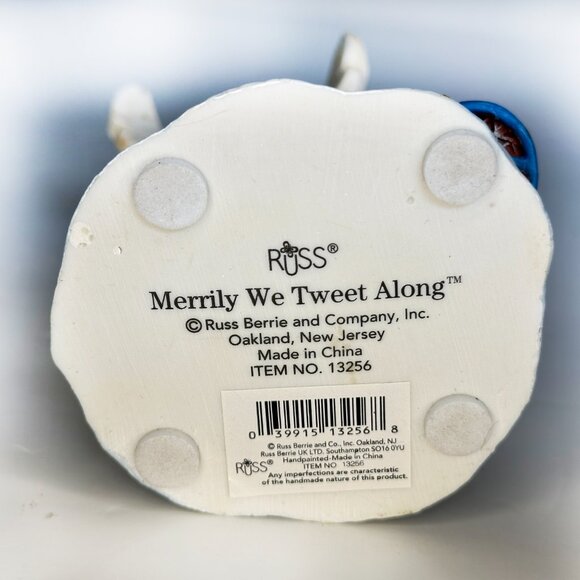 Russ Berrie Figurine Bird Snowshoe Merrily We Tweet Along Christmas #13256 - Picture 5 of 6